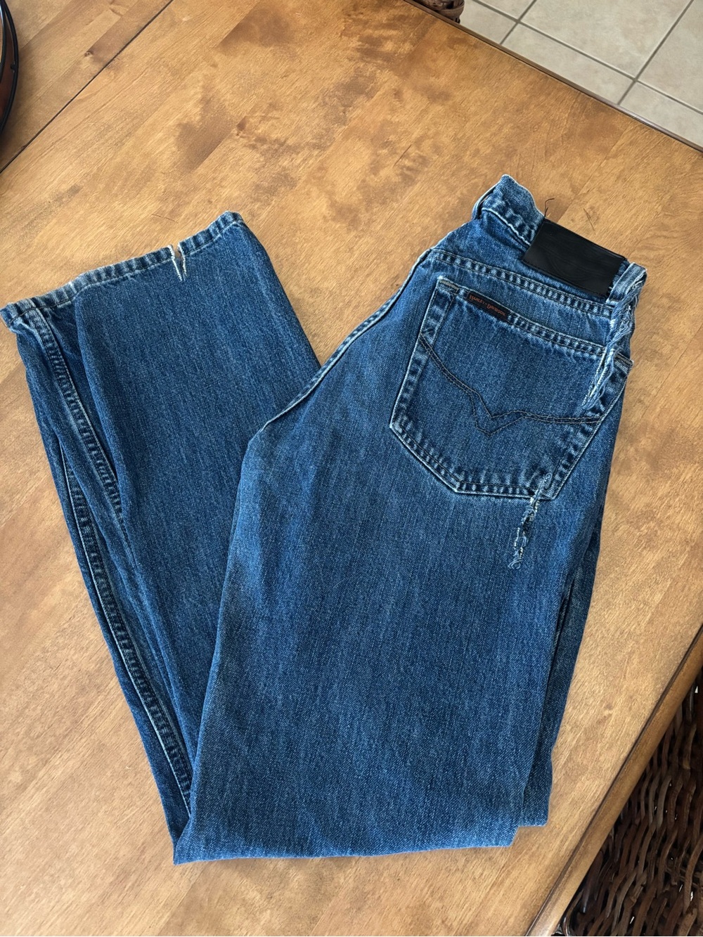 Harley Davidson Baggy Distressed Blue Denim Jeans